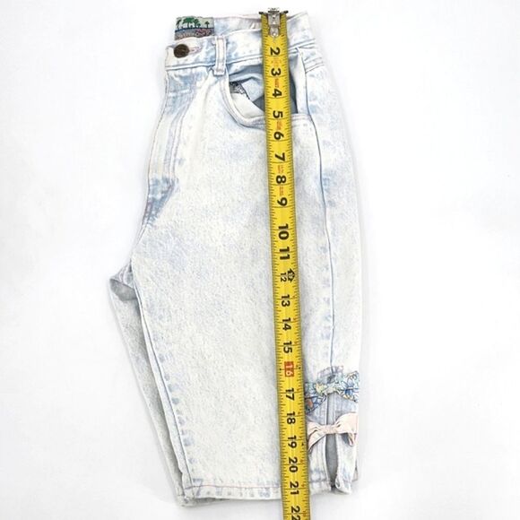 Vintage 80s LA Joe Jean Shorts Womens Large Blue Acid Denim High Rise Barrel Leg - Picture 6 of 8